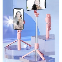 S03 Led Işıklı Tripod Bluetooth Kumandalı 3in1 Selfie - Pembe
