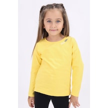 Toontoy Kids Toontoy Kız Çocuk Baskılı Bisiklet Yaka Uzun Kollu Tişört Koyu Sarı