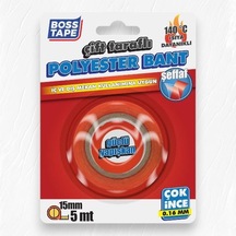 Boss Tape Çift Taraflı Polyester Bant 15mm-5mt 140 C Isıya Dayanıklı