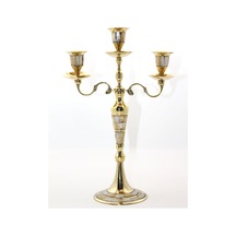 3 Adet Pirinç Sedefli Üçlü Şamdan Pirinç Ve Karışımlı Dekoratif Mumluk Masaüstü Şamdan Candle Holder Doğal