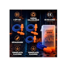 Essafe Ge 1425 Tekrar Kullanılabilir İpli Kulak Tıkacı 4 Çift