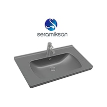 Seramiksan Saturn A142021K Etajer Uyumlu Lavabo Mat Antrasit 80 CM