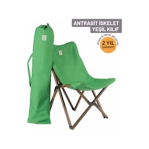 Bag The Joy Ahşap Antrasit İskelet - Yeşil Kılıf Sandalye Yeşil