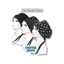 Tesettür Beden 3lü Siyah Yıldız Siyah Tek Renk Siyah Takım Yıldızlar Siyah Büyük Yıldız Cerrahi Bone Renkli