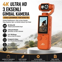 Hdr Destekli 4k Gimbal Aksiyon Kamera Titreşim Engelleme Yüz Takip Özellikli Youtuber Kamera