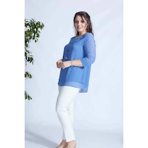 Moda Berray 1934 Kolyeli Şifon Büyük Beden Şık Bluz İndigo