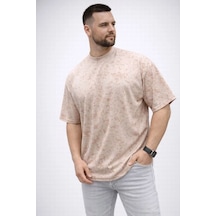 Vexor Erkek Premium Tişört Osy Yumuşak Dokulu Yıkamalı Oversize T-shirt - Bej Çok Renkli