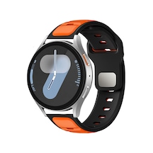 Gear S3 Gllp Krd-135 22mm Silikon Kordon Strap Kayış - Siyah-turuncu