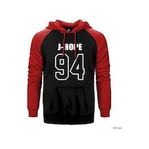 Bts J-hope 94 Kırmızı Renk Reglan Kol Sweatshirt / Hoodie