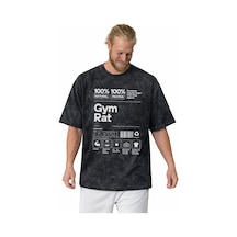 Gym Rat Fitness Bodybuilding Sporcu Gym Baskılı Unisex Oversize V Siyah