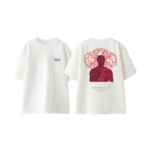 Thewert W. Somerset Maugham Tasarım Sırt Baskılı Pamuk Beyaz Oversize T-shirt