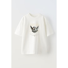 Thewert Unisex Evolutıon Tasarım Baskılı Pamuk Beyaz Oversize T-shirt