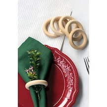 6'lı Ham Ahşap Renk, Sunum Doğal Peçetelik, Halka Peçete Yüzüğü Makrome Halkası Kahverengi