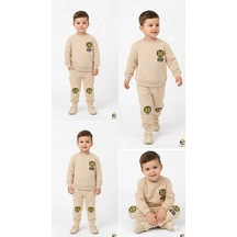 Pekminibebe 3/7 Yaş Baskılı Penye Çocuk Takımı Krem