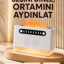 8 Çeşit Beyaz Gürültülü Kablosuz Hoparlör Ve Renkli Alev Efektli Gece Lambası