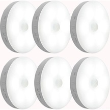 Hareket Sensörlü Usb Şarjlı Led Duvar Lambası, Dolap Aydınlatması, Akülü Gece Lambası Seti 6 Adet, Beyaz Işık Diğer Diğer