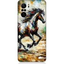 Xiaomi Poco F3 Uyumlu Sıçrayan Güçlü Vahşi At Desenli Silikon Kılıf Çok Renkli