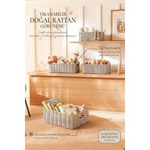 Ocean Home Textile 4'lü Çocuk Odası Yıkanabilir Gri Pp Rattan Sepet Set 30 X 20 X 11 / 33 X 23 X 11 / 36 X 26 X 12 / 39 X 29 X 13 Cm