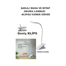 Şarj Edilebilir Klipsli Kitap Okuma Işığı 14 Led Kitap Arası Okuma 3 Modlu Işık Mandallı Lamba Masa Beyaz