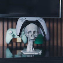 Kafatası Tasarımlı Ps5 Dualsense Oyun Kolu Standı - Masaüstü Düzenleyici Beyaz