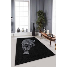 Silver Leopar Kaymaz Tabanlı Makinede Yıkanabilir Halı Rv366n11