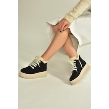 Fox Shoes V367343402 Siyah Süet İçi Tüylü Kalın Tabanlı Kadın Bot Siyah