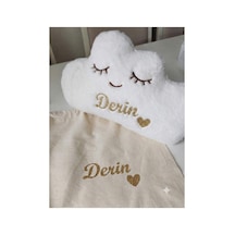 Peluş Bulut Yastık Ve Bez Saklama Kesesi Beyaz