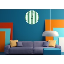 Ti-play Yeşil Beyaz Çizgiler 30x30cm Akrilik Dekoratif Modern Duvar Saati ÇOk Renkli