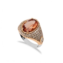 925 Ayar Gümüş Oval Zultanit Taşlı Otantik Yüzük Bronz
