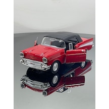 1.36 Ölçek Chevrolet Bel Air 1957 Klasik Metal Oyuncak Araba - Kırmızı