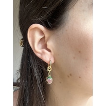 Üç Boyut Çilekli Charm Küpe Altın