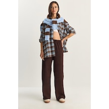 Shade Kadın Geniş Paça Krinkıl Örme Pantolon 4108 60283847 - Kahverengi