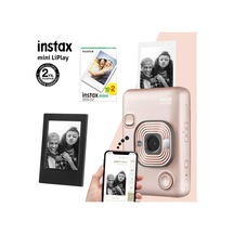 Fujifilm Instax Mini Liplay Hybrid Blush Gold Fotoğraf Makinesi + 20'li Mini Film + Çerçeve