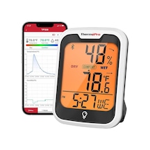 ThermoPro TP358 Telefon Kontrollü, Saatli, Takvimli, İç Mekan Sıcaklık ve Nem Ölçer Termometre