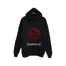 Evanescence - Müzik Grubu Baskılı Unisex %100 Pamuk Siyah Kapüşonlu Sweatshitr Siyah