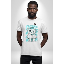 Histerik Unisex Unisex Beyaz Organik Baskılı T-shirt Penye Yüksek Kalite Beyaz