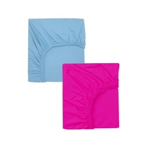 2 Adet Pamuklu Ve Lastikli 60 X 120 X 15 Cm Penye Bebek Çarşaf, Fuşya-mavi