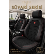 Peugeot 208 2012-2020 Uyumlu Süvari Serisi 2+1 Ticari Tay Tüyü Siyah Kırmızı Koltuk Kılıfı