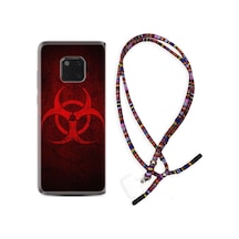 Huawei Mate 20 Pro Kılıf Rasta Boyun Askılı Virus 1654 Siyah