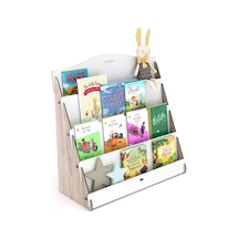Mingitav Mingitav Lucky Montessori Ahşap Çocuk Odası 4 Raflı Kitaplık Meşe