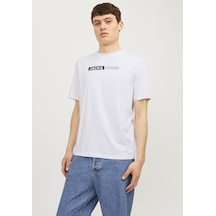 Jack & Jones Erkek Gögüs Baskili Tisört - Corplogo 12233999 - 1 White Siyah
