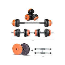Ecgspor Multifonksiyonel Halter ve Dambıl Seti Siyah - Turuncu 17 KG