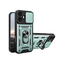 Newface Apple Uyumlu  iPhone 17 Pars Lens Yüzüklü Silikon - Yeşil