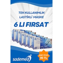 3 Katmanlı Tek Kullanımlık Lastikli Maske 6 Lı