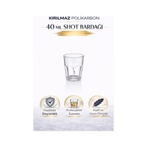 Polikarbon Kırılmaz 6 Adet 40 Ml Shot Bardağı Cam Görünümlü Mini Bardak Şeffaf