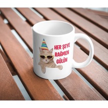 Her Şeye Rağmen Gülün Kupa Bardak Komik Yazılı Hediyelik Çay Kahve Kupası Coffee Mug Beyaz - Çok Renkli