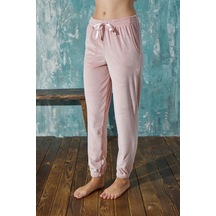 Mihra Kadın Tek Alt Pijama Kadife Kışlık Pembe