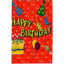 Kırmızı Happy Birthday Yazılı Doğum Günü Partisi Plastik Masa Ör