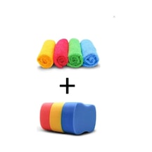 Cam Ve Kurulama Bezi - 4 Adet Mikrofiber Temizlik Bezi + 3 Adet Oto Araba Yıkama Süngeri Diğer