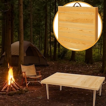 Katlanır Kamp, Piknik Ve Bahçe Masası 50x100 Cm - Ham Naturel Renk Çok Renkli